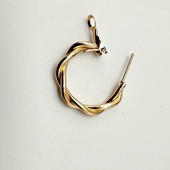 Gold-tone Twisted Hoop Earrings - Picture 12 of 13